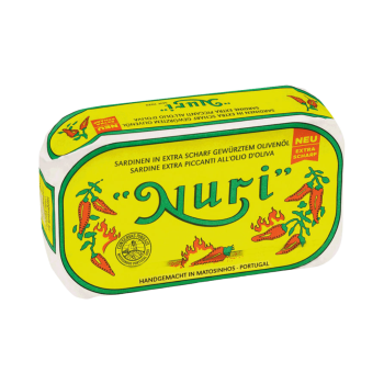 Nuri Sardinen in extra scharf gewürztem Olivenöl, 125 Gramm